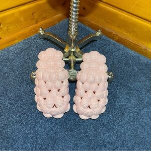Womens Pink Textured Bubble Slide Sandals. Reflexology, spa, pool, comfort.